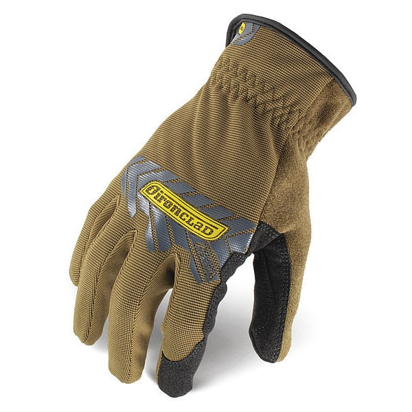 Mechanics Touchscreen Gloves, L, Tan/Silver, Single Layer, Polyester