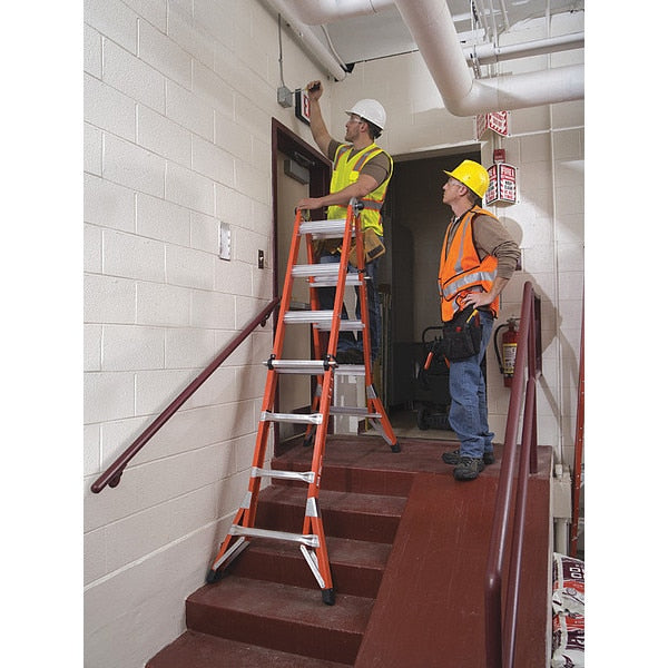 Multipurpose Ladder, Extension, Scaffold, Staircase, Stepladder Configuration, 15 ft, Fiberglass