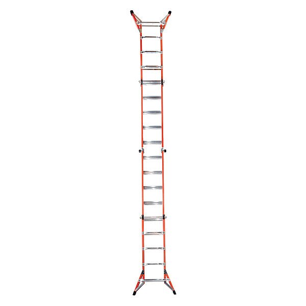 Multipurpose Ladder, Extension, Scaffold, Staircase, Stepladder Configuration, 19 ft, Fiberglass