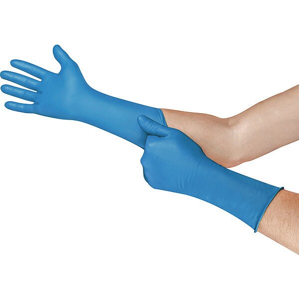 Disposable Gloves with Raised Grip, Nitrile, Powder Free, Blue, M, 50 PK