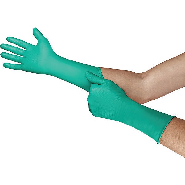 Disposable Gloves with Raised Grip, Nitrile, Powder Free, Green, 50 PK