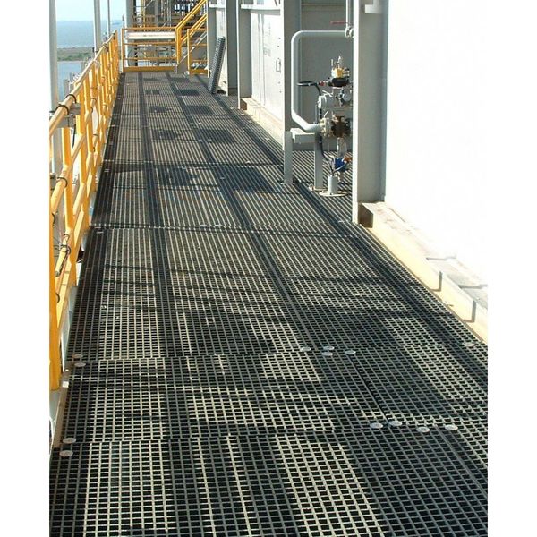 Molded Grating, 72 in Span, Grit-Top Surface, Corvex Resin, Dark Gray
