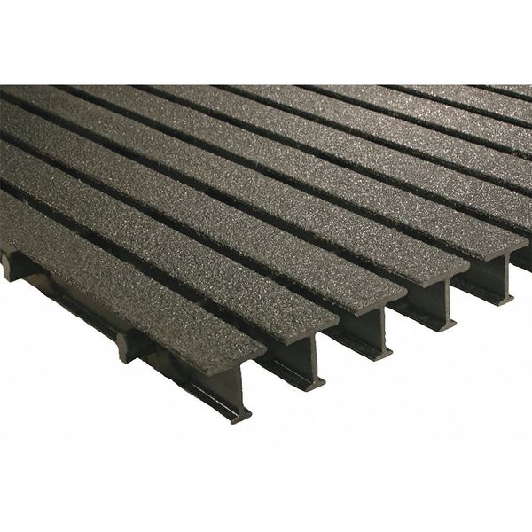 Pedestrian Pultruded Grating, 48 in Span, Grit-Top Surface, ISOFR Resin, Dark Gray