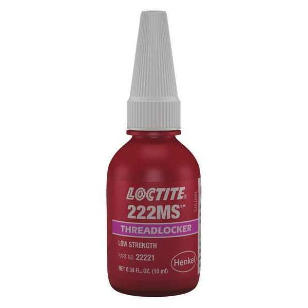 Threadlocker, LOCTITE 222MS, Purple, Low Strength, Liquid, 10 mL Bottle