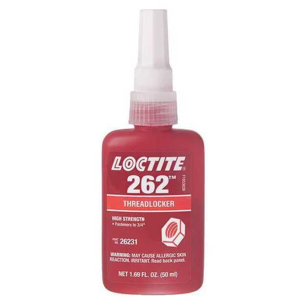 Threadlocker, LOCTITE 262, Red, High Strength, Liquid, 50 mL Bottle