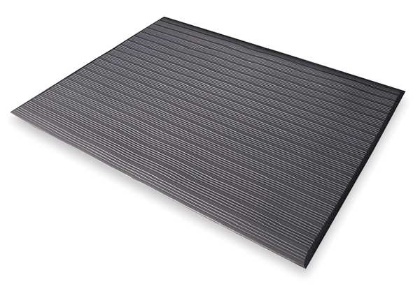 Antifatigue Runner, Black, 60 ft. L x 3 ft. W, PVC Closed Cell Foam, Corrugated Surface Pattern