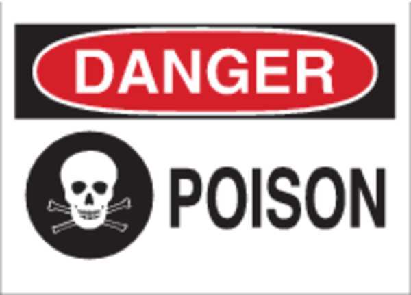 Danger Sign, 7 in H, 10 in W, Polyester, Rectangle, English, 84435