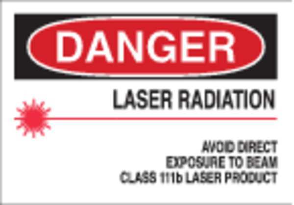 Danger Laser Sign, 7 in H, 10 in W, Aluminum, Rectangle, 42835
