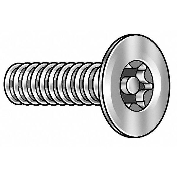 #10-24 x 1/2 in Torx Flat Tamper Resistant Screw, 18-8 Stainless Steel, Plain Finish, 25 PK
