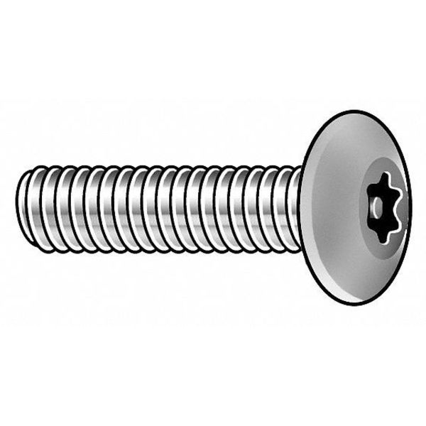 #6-32 x 3/8 in Torx Button Tamper Resistant Screw, 18-8 Stainless Steel, Plain Finish, 25 PK