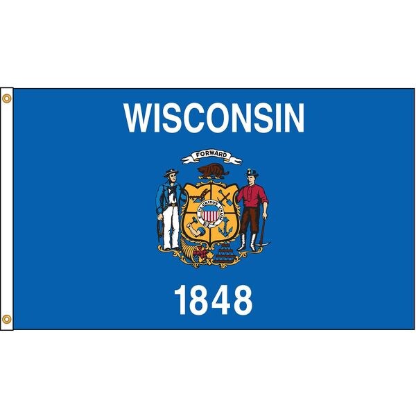 Wisconsin Flag, 5x8 Ft, Nylon