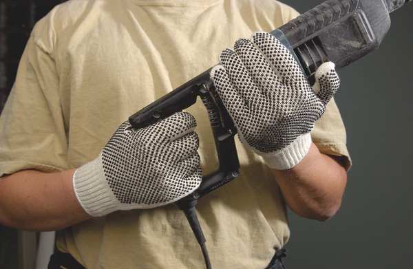 PVC Dotted Knit Gloves, Task & Chore, Cotton, Beige/Black, Large, 1 Pair