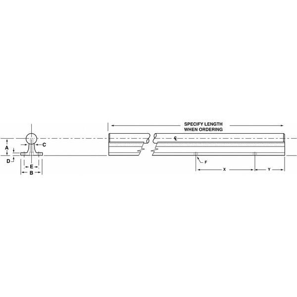 Support Rail, Aluminum, 0.500 In D, 24 In