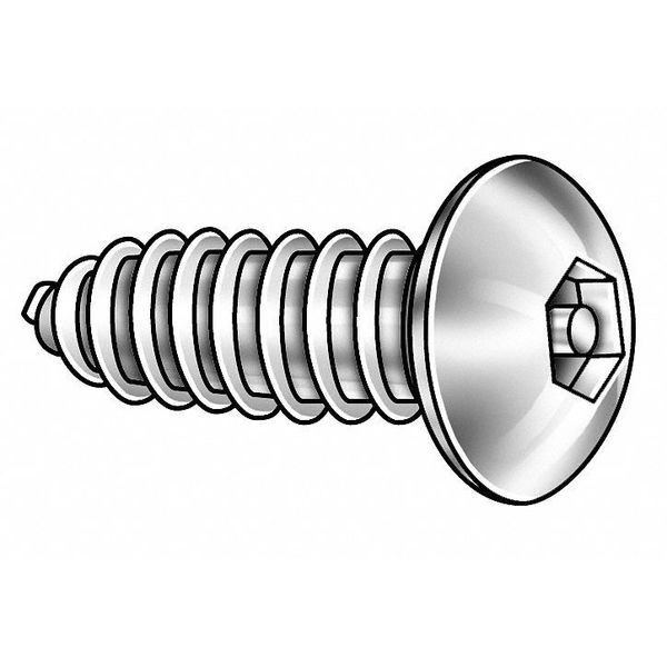 #10 x 1/2 in Torx Button Tamper Resistant Screw, 18-8 Stainless Steel, Plain Finish, 25 PK