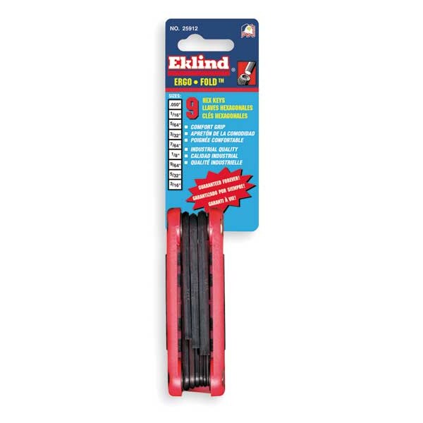 9 Piece SAE Fold-Up Hex Key Set, 25912