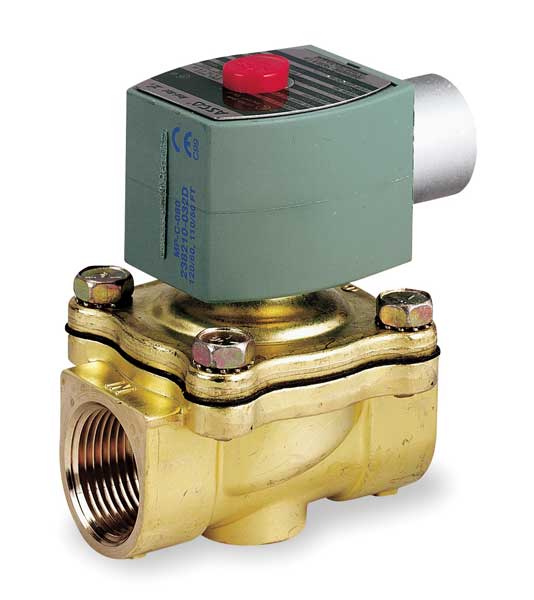 24V DC Brass Solenoid Valve, Normally Closed, 3/4 in Pipe Size