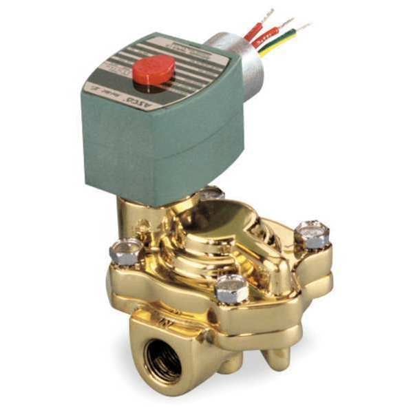 120V AC Brass Hot Water Solenoid Valve, Normally Closed, 3/4 in Pipe Size