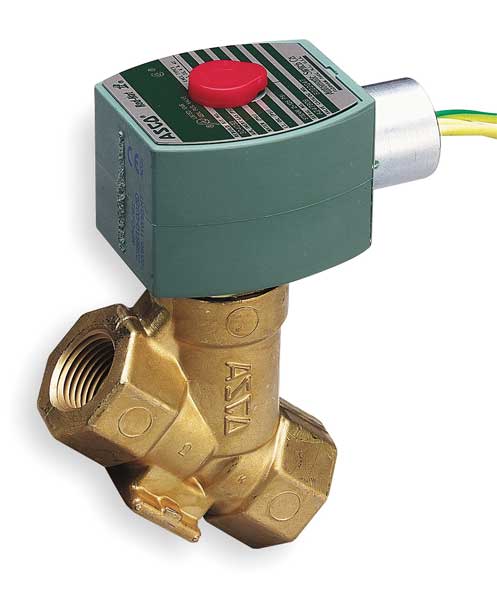 120V AC Brass Steam Solenoid Valve, Normally Closed, 1/4 in Pipe Size