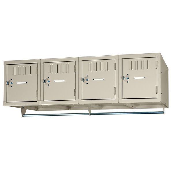 Wall Mount Box Locker, 48 in W, 18 in D, 12 in H, (1) Tier, (4) Wide, Sand