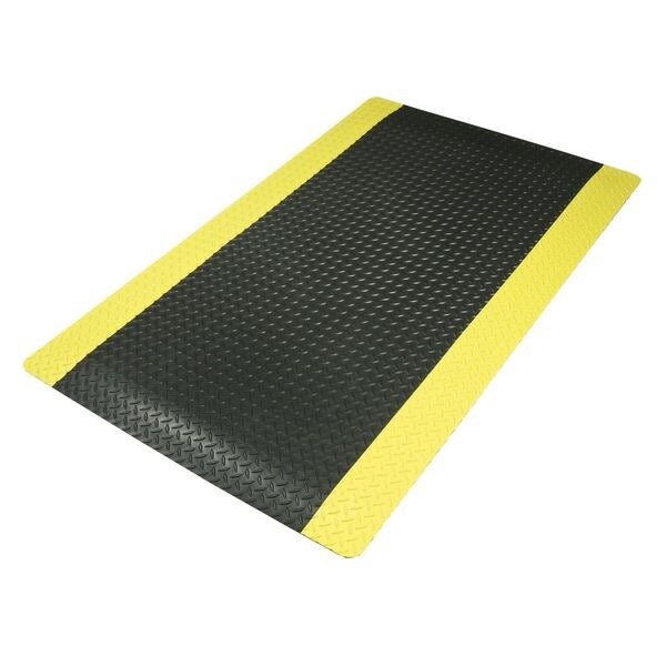 Antifatigue Mat, Black/Yellow, 3 ft. L x 2 ft. W, Vinyl Surface With Dense Closed PVC Foam Base