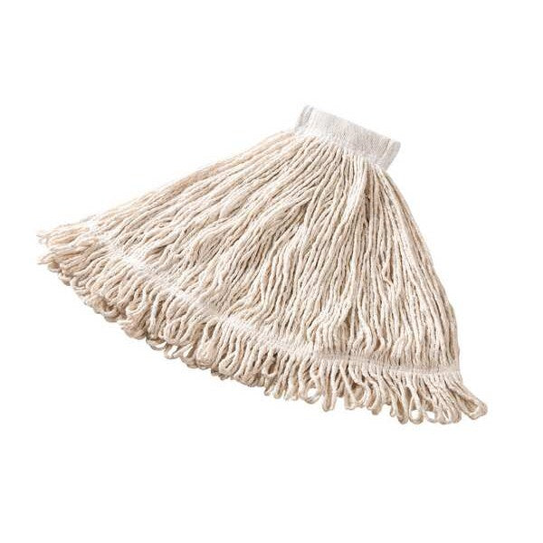 5 in String Wet Mop, 18 oz Dry Wt, Side Gate Connection, Looped-End, White, Cotton/Synthetic