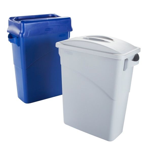 16 gal, 23 gal Dome Trash Can Lid, 11 1/4 in W/Dia, Gray, Polypropylene, 0 Openings