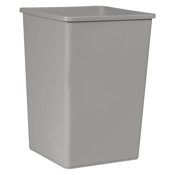 35 gal Square Trash Can, Gray, 19 1/2 in Dia, None, LLDPE