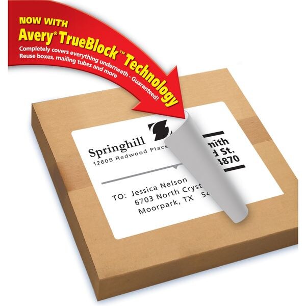 AveryÂ® Shipping Labels with TrueBlockÂ® Technology for Inkjet Printers 8165, 8-1/2