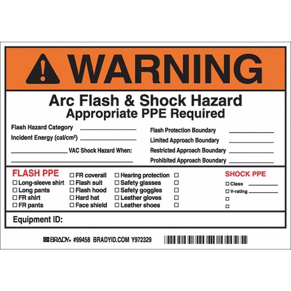 Arc Flash Protection Label, 5 In. H, PK5, 121077