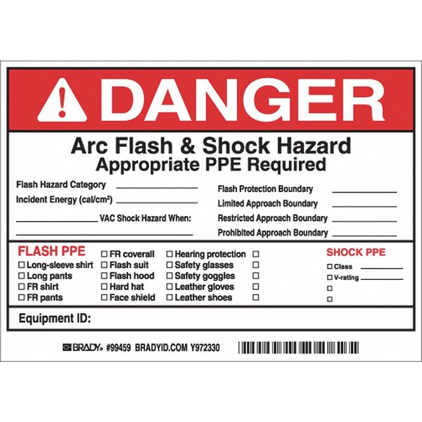 Arc Flash Protection Label, PK5, 121078