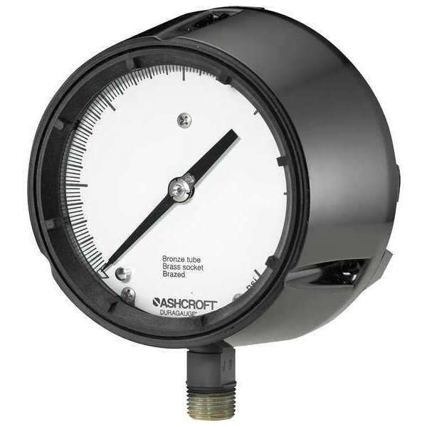 Compound Gauge, -30 to 0 to 150 in Hg/psi, 1/2 in MNPT, Plastic, Black