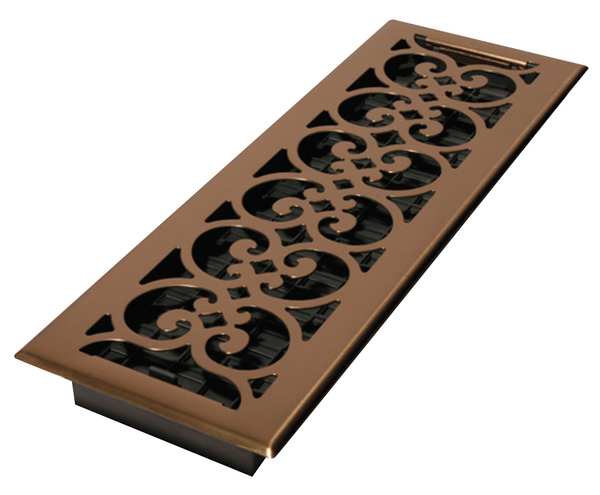 Floor Register, 4 X 12, Antique Brass, Brass
