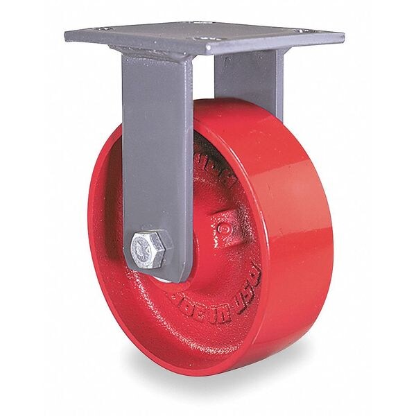 Plte Caster, Rgd, Cast Irn, 8 in, 1500 lb, Rd