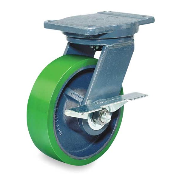 Plate Caster, Swivel, Poly, 8 in., 2500 lb.