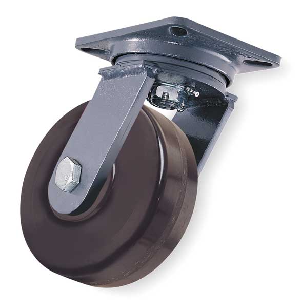 Plate Caster, Swivel, Phenolic, 8 in., 3000 lb, A