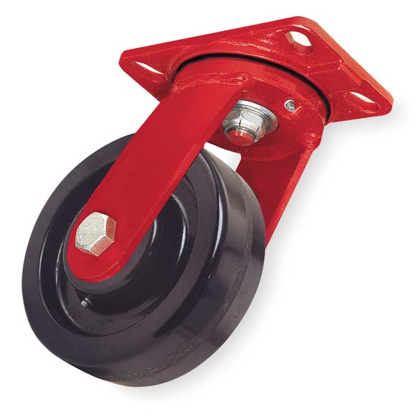Plate Caster, Swivel, Phenolic, 8 in., 1400 lb.