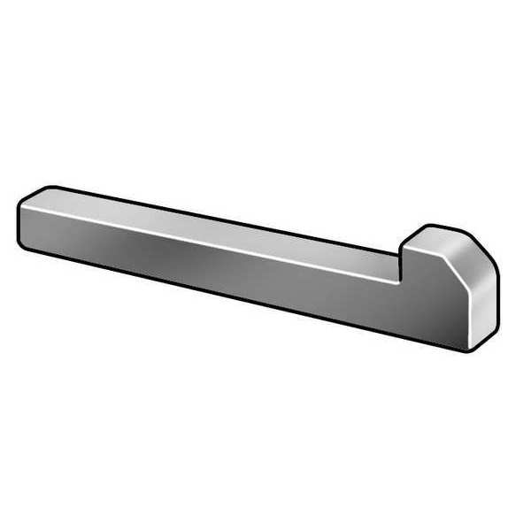 Tapered Gib Head Machine Key, Tapered Gib End, Steel, Plain, 1-1/2 in L, 3/16 in Sq
