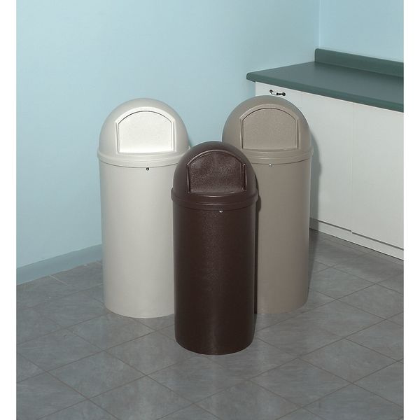 15 gal Round Trash Can, Brown, 15 1/4 in Dia, Swing, Plastic