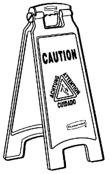 Floor Safety Sign, HDPE, Caution Wet Floor, 25 in H, 11 in W, Not Retroflective, Yellow
