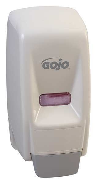 800mL Bag-in-Box Dispenser, Push-Style, White, Depth: 5-1/8