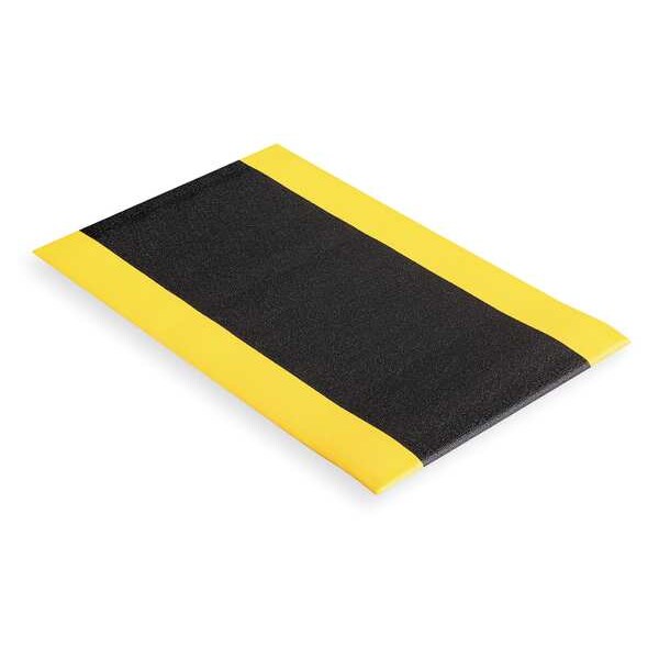 Antifatigue Runner, Black/Yellow, 60 ft. L x 3 ft. W, PVC Foam, Pebble Surface Pattern, 3/8