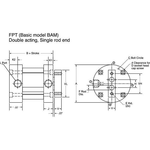 Air Cylinder, 1 1/2 in Bore, 1/2 in Stroke, Compact Double Acting