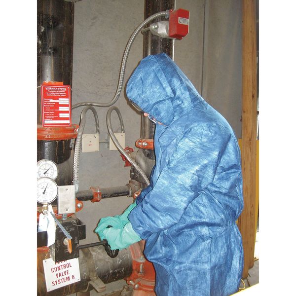 Hooded Chemical Resistant Coveralls, Blue, Zipper