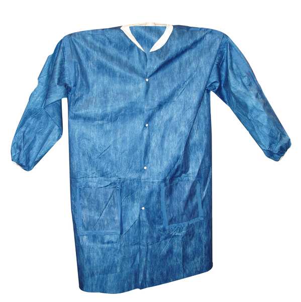 ViroGuardÂ®, Blue Lab Coat, Elastic Wrist, 5XL, Blue, 46-1/2