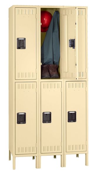 Wardrobe Locker, 36 in W, 18 in D, 78 in H, (2) Tier, (3) Wide, Sand