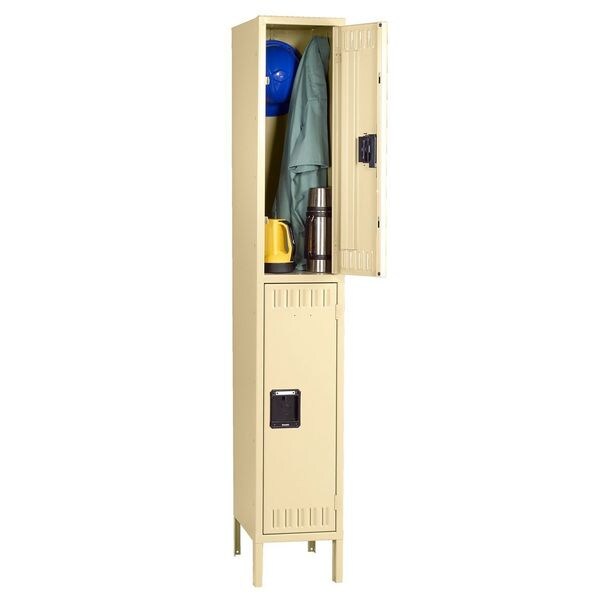 Wardrobe Locker, 15 in W, 18 in D, 78 in H, (1) Wide, (2) Openings, Sand