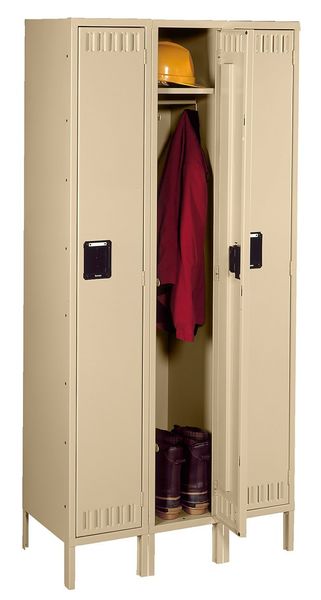 Wardrobe Locker, 45 in W, 18 in D, 78 in H, (1) Tier, (3) Wide, Sand