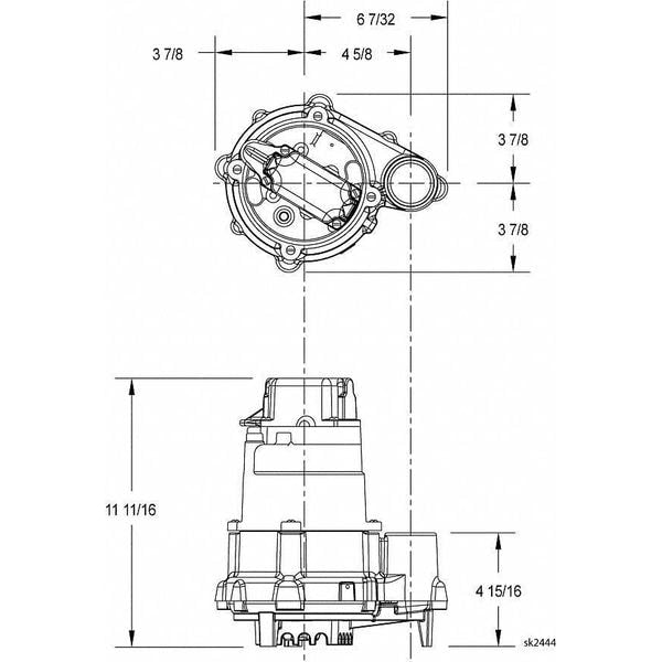 Submersible Effluent Pump, 1/2hp, 10.5A