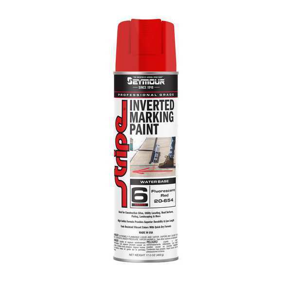Inverted Marking Paint, 17 oz., Fluorescent Red, Water -Based