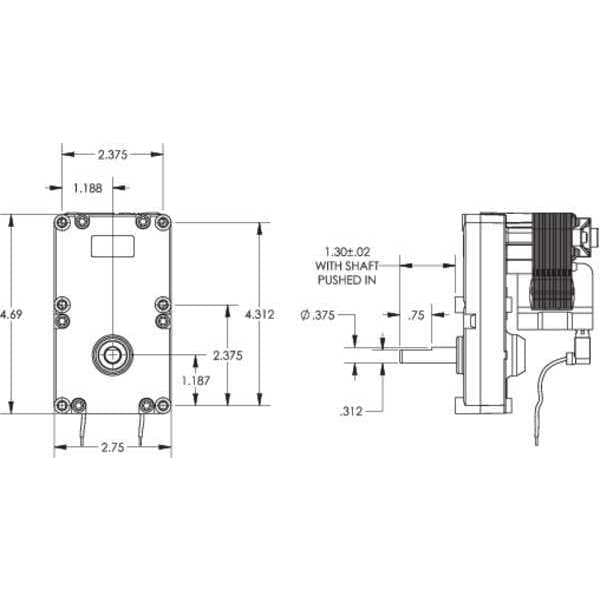 AC Gearmotor, 45.0 in-lb Max. Torque, 25 RPM Nameplate RPM, 115V AC Voltage, 1 Phase